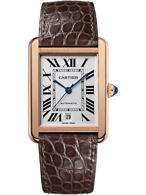 cartier tank with leather strap.